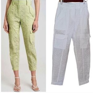 Derek Lam Mila Floral Cargo Eyelet Utility Pants White Women’s Size 6 NWOT